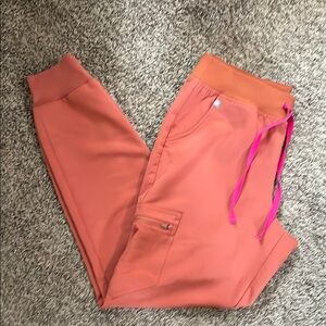 Figs Orange Athletic Joggers with Tapered Leg